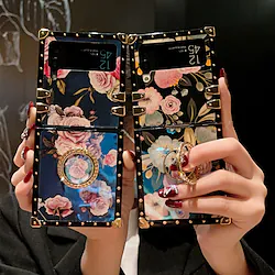 Phone Case For Samsung Galaxy Flip Z Flip 4 Z Flip 3 Ring Holder Flip Butterfly Flower PC Lightinthebox