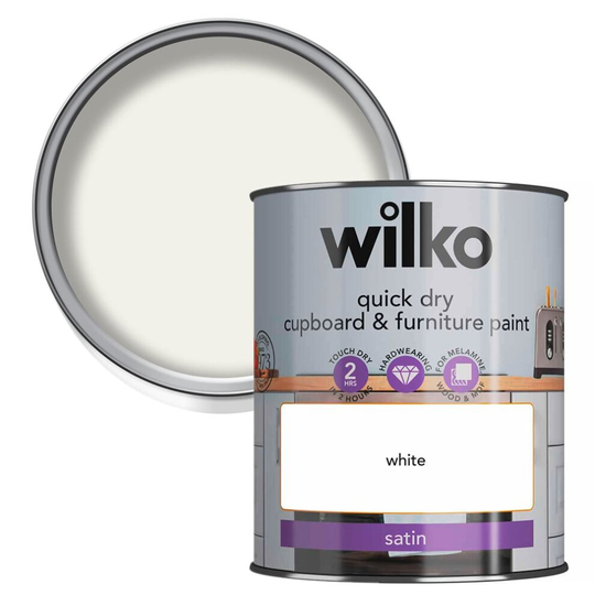 wilko Quick Dry Cupboard & Furniture Paint, Hardwearing Finish, 750ml