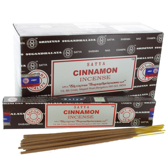 1 BOX OF 12 PACKS SATYA NAG CHAMPA CINNAMON SCENT INCENSE STICKS 15g AGARBATTI HOME FRAGRANCE