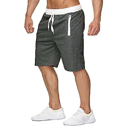Men's Running Shorts Drawstring Zipper Pocket Bottoms Casual Athleisure Breathable Soft Sweat wicking Gym Workout Performance Basketball Sportswear Activewear Solid Colored Black Dark Gray Khaki Lightinthebox