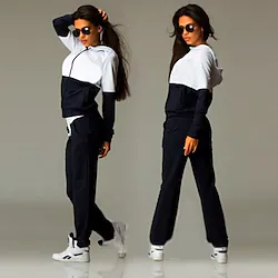 Women's Tracksuit Sweatsuit Patchwork Drawstring Street Long Sleeve Thermal Warm Breathable Soft Fitness Running Jogging Sportswear Activewear Color Block Black Green Pearl Pink Lightinthebox