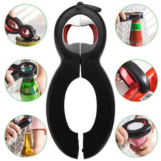 Jar Opener Bottle Grip Assisted Aid Gadget Tool Cans Opener 6 in 1