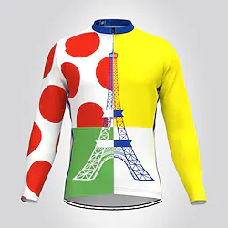 21Grams Men's Cycling Jersey Long Sleeve Bike Jersey Top with 3 Rear Pockets Mountain Bike MTB Road Bike Cycling Breathable Quick Dry Moisture Wicking Reflective Strips Yellow Polka Dot Color Block Lightinthebox
