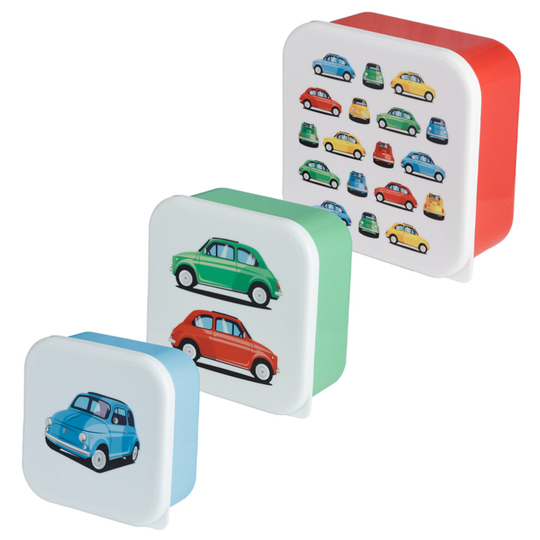 Set of 3 Lunch Box Snack Pots M/L/XL - Retro Fiat 500
