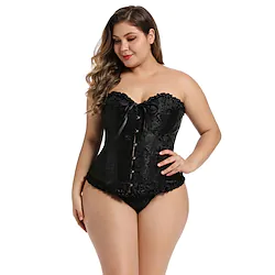 Cosplay Plus Size Rococo Overbust Corset Masquerade Overbust Corset Women's Tummy Control Push Up Jacquard Costume Vintage Cosplay Party Plus Size Corset Masquerade Lightinthebox