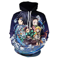 Inspired by Demon Slayer: Kimetsu no Yaiba Agatsuma Zenitsu Kamado Tanjiro Hoodie Cartoon Manga Anime Harajuku Graphic Kawaii Hoodie For Men's Women's Unisex Adults' 3D Print 100% Polyester Lightinthebox