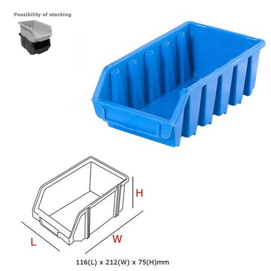 20 x Ergo L Blue box Plastic Parts Storage Stacking Picking Bins 116x212x75
