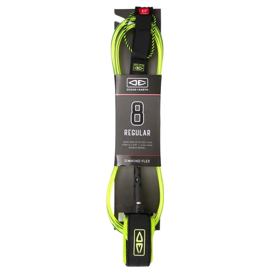 Ocean And Earth 8ft Regular Leash - Lime