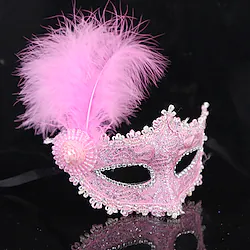 Princess Mask Venetian Mask Feather Mask Half Mask Adults' Women's Vintage Halloween Festival / Holiday Purple / Yellow / Rosy Pink Women's Easy Carnival Costumes / Female Lightinthebox
