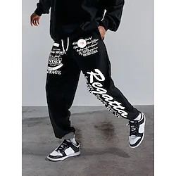 Men's Joggers Sweatpants Drawstring Harem Bottoms Street Casual Spandex Breathable Soft Fitness Gym Workout Running Sportswear Activewear Graffiti Gray Red Black White / Micro-elastic / Athleisure Lightinthebox