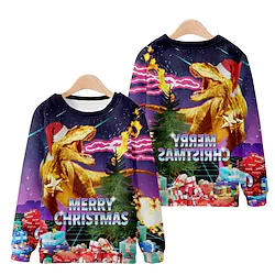 Dinosaur Masquerade Ugly Christmas Sweater / Sweatshirt Men's Women's Unisex Couple's Christmas Christmas Christmas Eve Adults' Party Christmas Polyester Top Lightinthebox