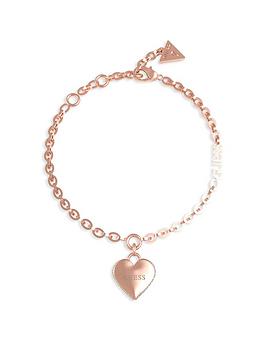 Guess Falling In Love Fine Chain & 14Mm Heart Rose Gold Bracelet