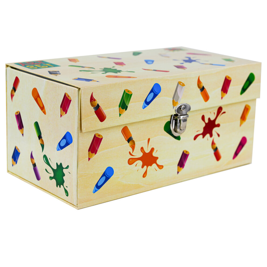 The Magic Toy Shop 54 Pieces Kids Art Artist Set in a Box with Drawers Pens Pencils Crayons Paints