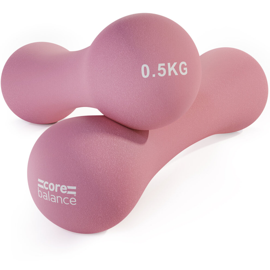 (Light Pink (2x 0.5kg)) Neoprene Bone Dumbbells Set Of 2 Cast Iron Hand Weights Fitness Core Balance