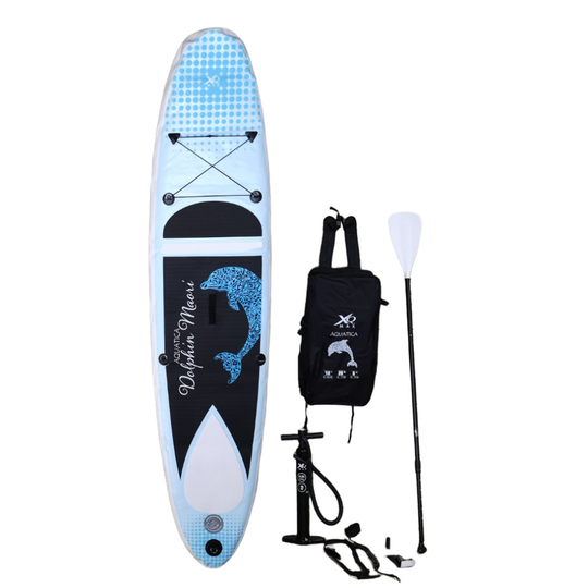 10ft XQ Max Aquatica Inflatable Stand Up Paddle Board & Kit in Blue Dolphin