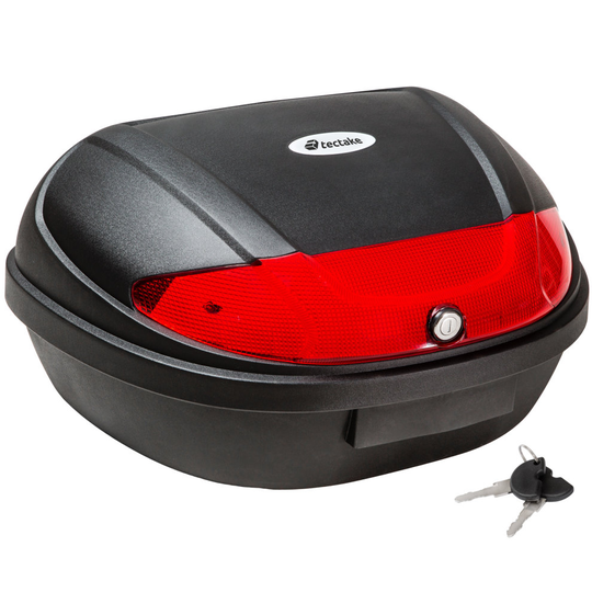 tectake Top box for motorcycle approx. 48 litres - motorcycle top box, motorbike top box, motorbike storage box - black