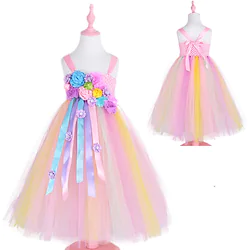 Fairytale Princess Unicorn Flower Girl Dress Tulle Dresses Tutus Girls' Movie Cosplay Cosplay Halloween Rosy Pink Dress Halloween Carnival Masquerade Polyester Lightinthebox