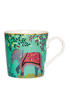 Sara Miller India Collection Mug &Ndash; Elephant&Rsquo;S Oasis