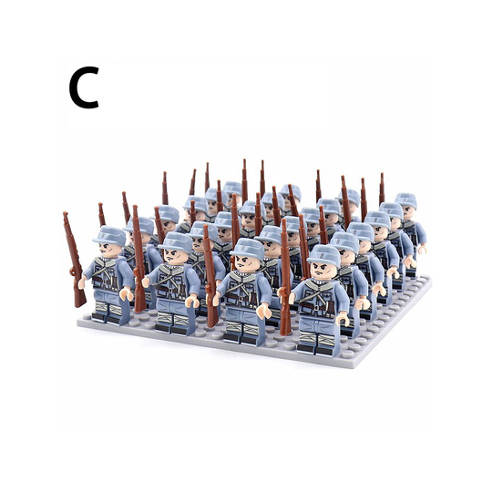 (C) 24PCS Army Phalanx Building Block Minifigures With Bottom Plate With Weapon And Display Box Compatible With Lego