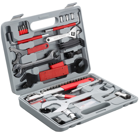 tectake 50-Piece Bike Tool Kit - bike tool kit, tool set, bike tools - grey