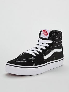 Vans Sk8-Hi Childrens Unisex Hi Top Trainers-Black/White