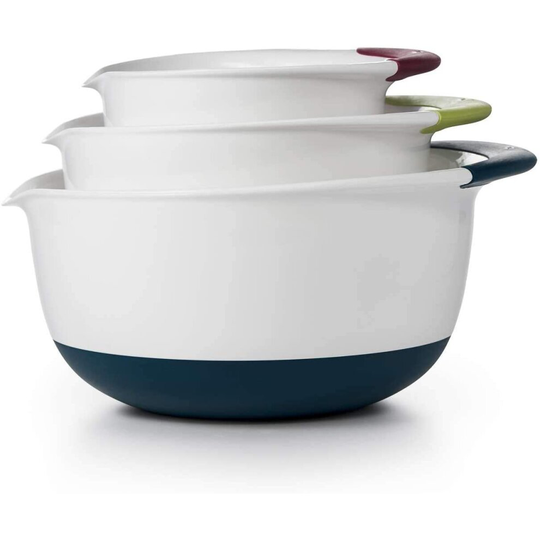 OXO Good Grips 3-Piece Mixing Bowl Set INOXO.12237300ML, Inoxidable, Red/Green/Blue