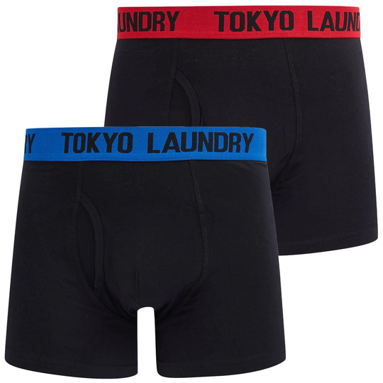 Mens Underwear Gibson (2 Pack) Boxer Shorts Set in Cobalt Skydiver / Toreador Red - Tokyo Laundry / S - Tokyo Laundry