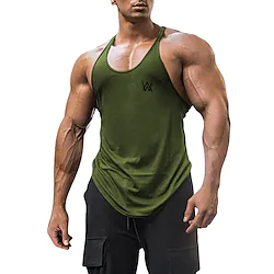 Men's Running Tank Top 3D Print Classic Sleeveless Tank Top Street Casual Breathable Quick Dry Soft Yoga Fitness Gym Workout Sportswear Activewear Graphic Dark Grey Black Yellow Lightinthebox