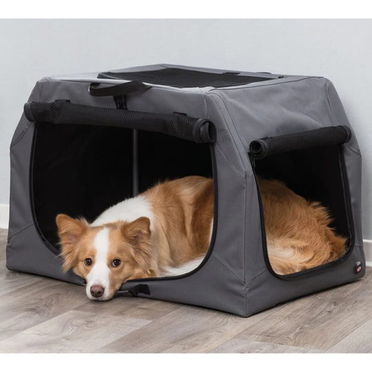 TRIXIE Dog Transport Box S/M Grey Pet Mobile Carrier Bage Cage Travel Kennel
