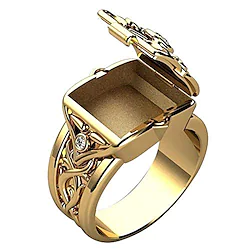 Men's Ring with Secret Compartment Mini Clamshell Storage Box Design Retro Carved Band Rings Punk Hip Hop Party Jewelry Unique Gift for Men Women Rapper Biker Gold Color Size 6-14 Lightinthebox