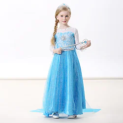 Princess Elsa Dress Cosplay Costume Masquerade Girls' Movie Cosplay Basic Fashion Daily Green Blue (With Accessories) Green (With Accessories) Dress Carnival Masquerade 100% Polyester / Wet and Dry Lightinthebox