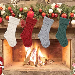 2022 Knitted Christmas Gift Bag Decorative Socks Christmas Socks Hanging Pieces Color Contrast Plus Splice Twist 46cm Socks Lightinthebox