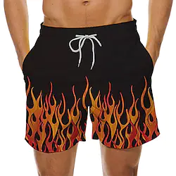 Men's Swim Shorts Swim Trunks 5 inch Board Shorts Outdoor Running Shorts Drawstring Elastic Waist Print Quick Dry Red Lightinthebox