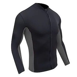 Men's Wetsuit Top Wetsuit Jacket 2mm Neoprene Top Thermal Warm UPF50 High Elasticity Long Sleeve Front Zip - Swimming Diving Surfing Scuba Patchwork Spring Summer Winter / Skinny Lightinthebox