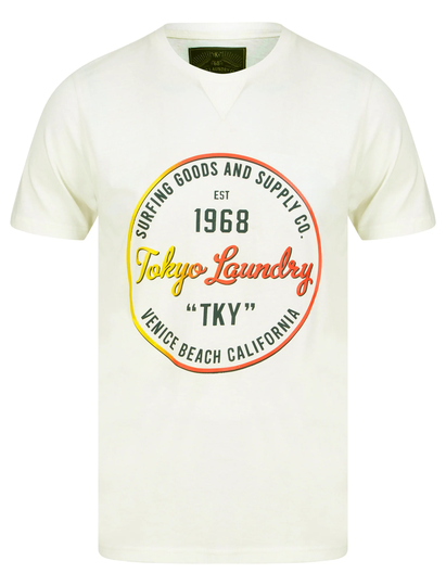 T-Shirts Rainbow Surf Motif Cotton Jersey T-Shirt in Snow White - Tokyo Laundry / S - Tokyo Laundry