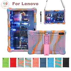 Tablet Case Cover For Lenovo Tab P11 / Plus M10 FHD Plus Tab M8 (FHD / HD) Portable Handle with Adjustable Kickstand Solid Colored Armor Silicone For Kids Lightinthebox