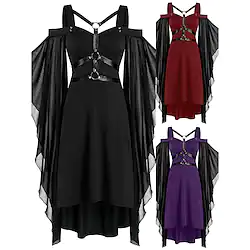 Goth Girl Plus Size Punk Gothic Victorian Medieval Rockabilly Cocktail Dress Vintage Dress Spring Summer Fall Flapper Dress Dress Masquerade Women's Adults' Costume Vintage Cosplay Halloween Prom Lightinthebox