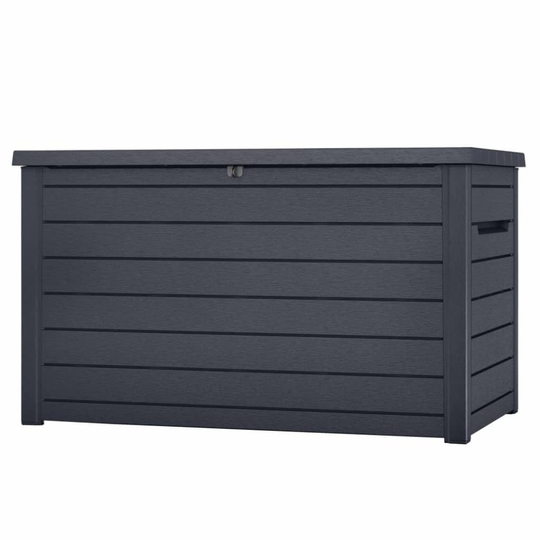 Keter Outdoor Storage Box Ontario 870L Grey Wood Look Garden Chest 236949