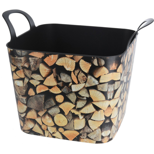 Flexible Plastic Wood Log Design Storage Log Basket Box with Handles Very Sturdy