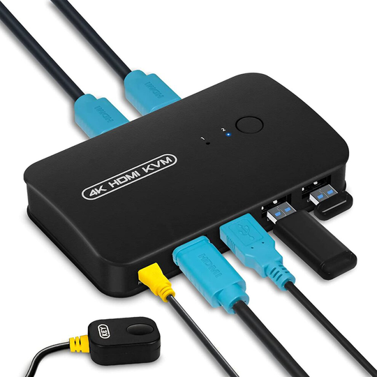 DGODRT HDMI KVM Switch, USB KVM Selector for 2 Computers Sharing 1 Monitor and 3 USB Devices, Switcher Box for Mouse, Keyboard, Scanner, Printer