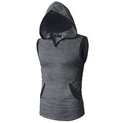 Men's Running Tank Top Patchwork Sleeveless Hoodie Athletic Breathable Quick Dry Moisture Wicking Gym Workout Running Active Training Sportswear Activewear Patchwork Dark Grey Green Black Lightinthebox