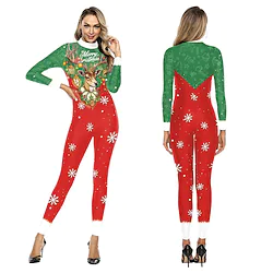 Santa Claus Mrs.Claus Bodysuit Leggings Women's Christmas Christmas Christmas Eve Adults Party Christmas Polyester Onesie Lightinthebox
