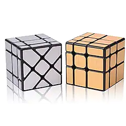 MoYu Speed Cube Set ,Magic Cube Bundle of Gold Mirror S Cube and Silver Windmirror Cube , Irregular Speedcubing 3x3x3 SpeedCube Twisty Box Puzzle Lightinthebox