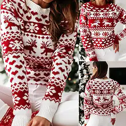 Reindeer snowflake Ugly Christmas Sweater / Sweatshirt Women's Christmas Christmas Christmas Eve Adults' Party Christmas 100% Acrylic Top Lightinthebox