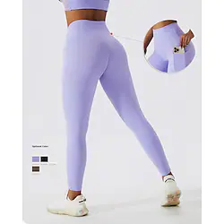 Women's Leggings Patchwork Pocket Quick Dry Moisture Wicking Yoga Fitness Running Tights Black White Purple Spandex Sports Activewear Stretchy Lightinthebox