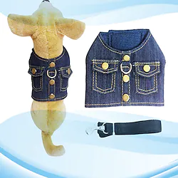 Dog Cat Leash Denim Jacket / Jeans Jacket Solid Colored Stylish Ordinary Casual Daily Outdoor Casual Daily Dog Clothes Puppy Clothes Dog Outfits Soft Dark Blue Light Blue Costume for Girl and Boy Dog Lightinthebox