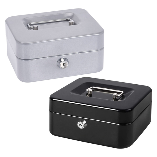 Metal Money Box Petty Cash Safe Office Home Deposit Tin Security Organiser 2 Key