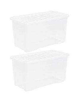 Wham Set Of 2 Clear Crystal Plastic Storage Boxes