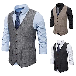The Great Gatsby Vintage 1920s Masquerade Vest Waistcoat Outerwear Men's Slim Fit Costume Vintage Cosplay Event / Party Sleeveless Vest Halloween Lightinthebox