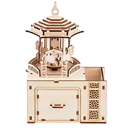 3D Wooden Puzzle Carousel Model Building Kits Rotating Music Box Pen Holder Christmas Birthday Gift for Kids Girls Daughter Wife Girlfriend Lightinthebox